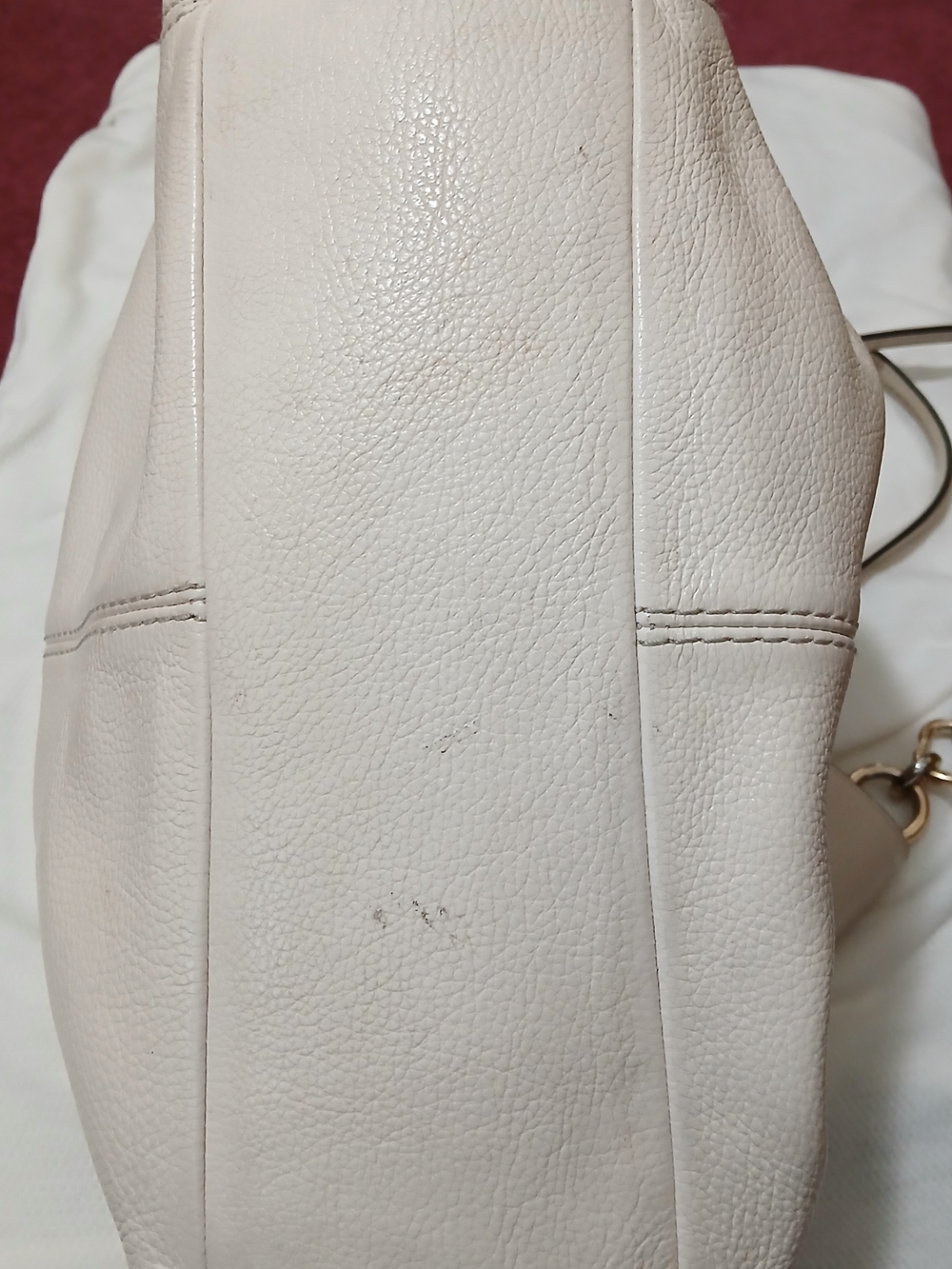 Coach White Pebbled Leather Shoulder Bag - Picture 3 of 10